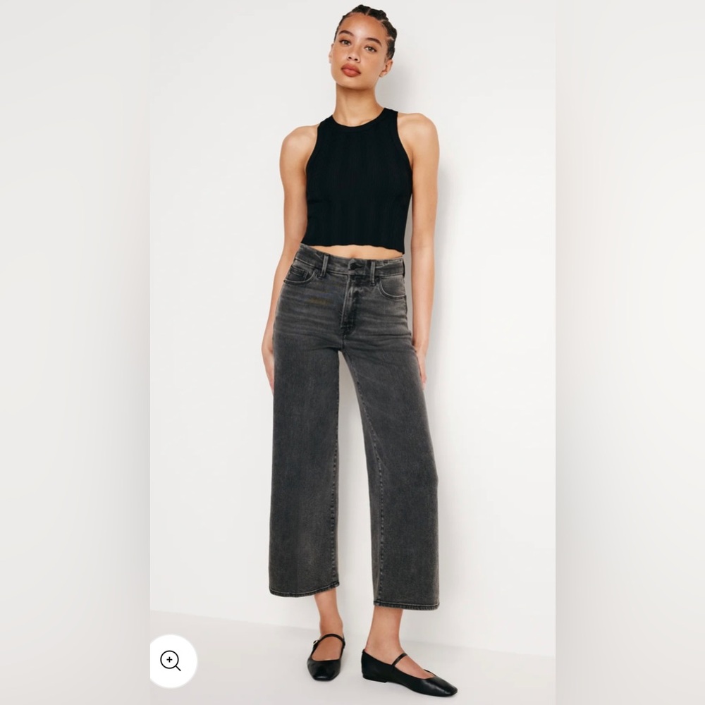 Good American Good Waist Palazzo Crop Jeans